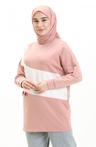 İki İplik Sweatshirt 55717-04 Pudra