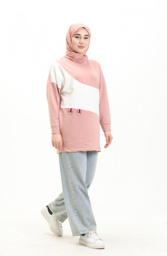 İki İplik Sweatshirt 55717-04 Pudra