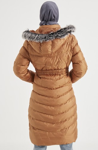 Puffercoat mit Pelzkapuze 8008-02 Tabak 8008-02