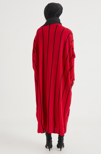 Triko Elbise Hırka İkili Takım 0001-03 Kırmızı Siyah