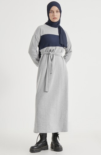 Garnish Dress 1832-02 Gray Navy Blue 1832-02