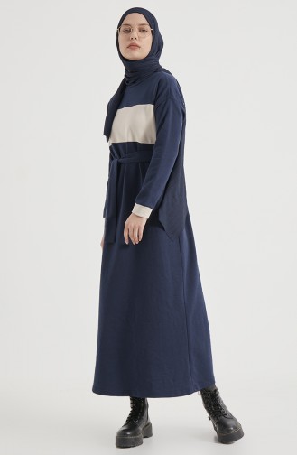 Garnish Dress 1832-08 Navy Blue Cream 1832-08