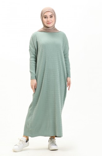 Patterned Knit Dress 3312-14 Almond Green 3312-14