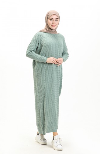 Patterned Knit Dress 3312-14 Almond Green 3312-14