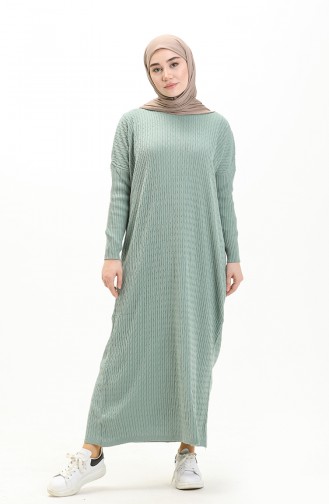 Patterned Knit Dress 3312-14 Almond Green 3312-14