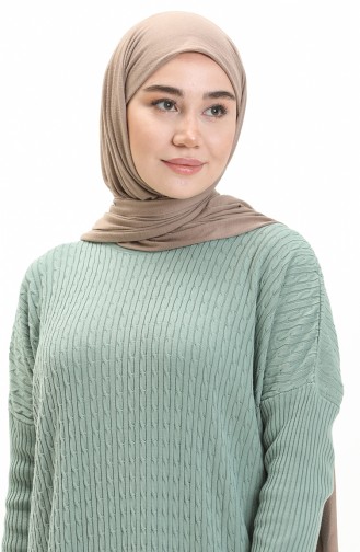 Patterned Knit Dress 3312-14 Almond Green 3312-14