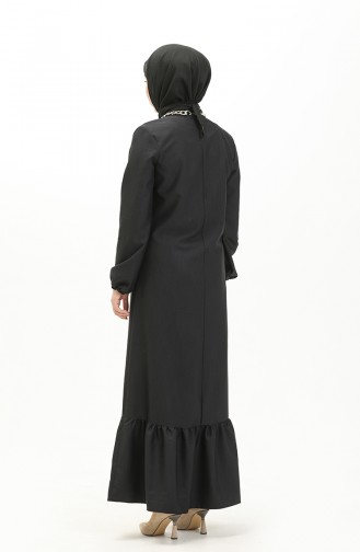 Fırfırlı Elbise 1544-01 Koyu Lacivert