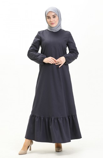 Fırfırlı Elbise 1544-02 Lacivert