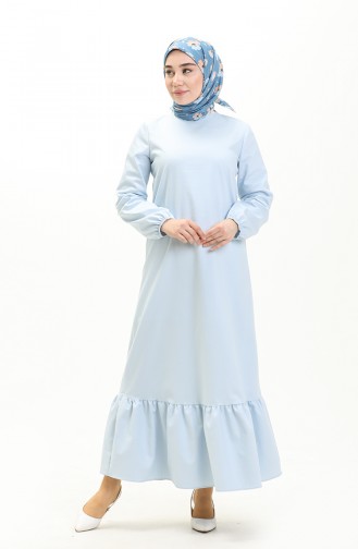 Fırfırlı Elbise 1544-03 Bebe Mavisi