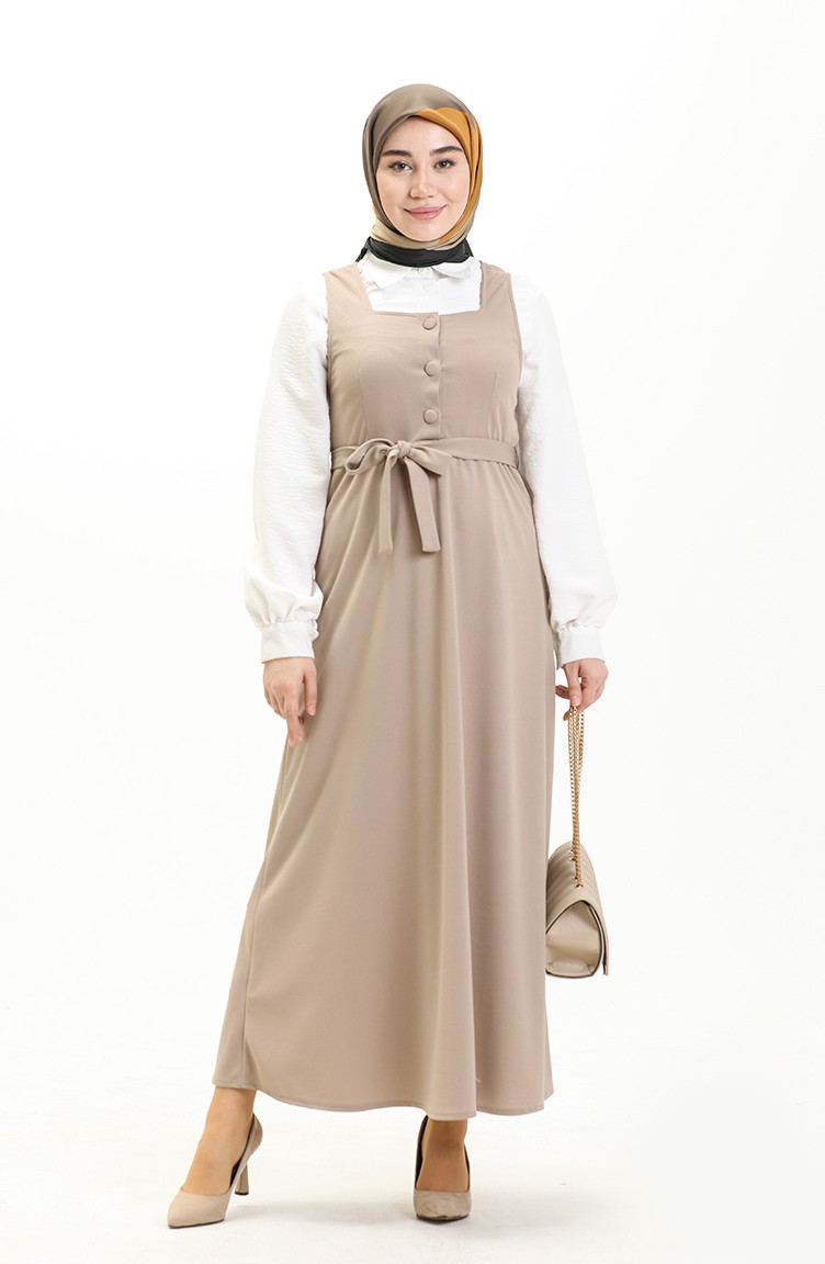 Robe Gilet Sans Manches Avec Ceinture 7130A 03 Vison 7130A 03 Sefamerve
