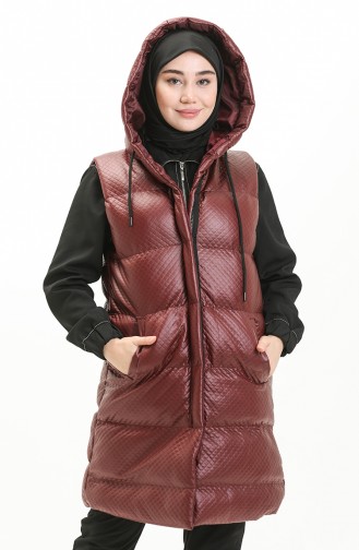 Gilet Matelassé à Capuche 8009-05 Bordeaux Foncé 8009-05