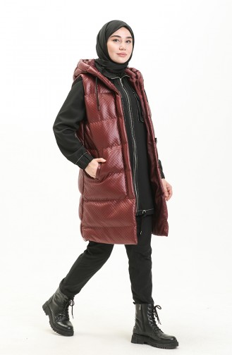 Gilet Matelassé à Capuche 8009-05 Bordeaux Foncé 8009-05