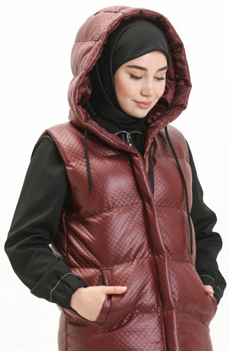 Gilet Matelassé à Capuche 8009-05 Bordeaux Foncé 8009-05