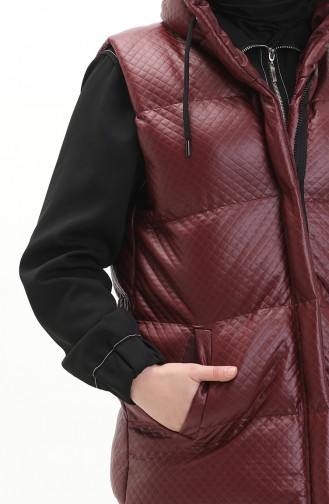 Gilet Matelassé à Capuche 8009-05 Bordeaux Foncé 8009-05