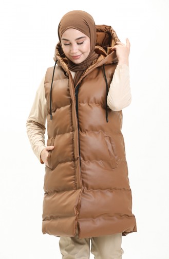 Gilet Matelassé à Capuche 8009A-02 Tabac 8009A-02