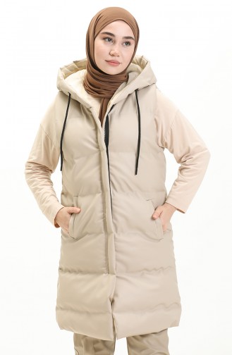 Pufferweste mit Kapuze 8009A-03 Beige 8009A-03