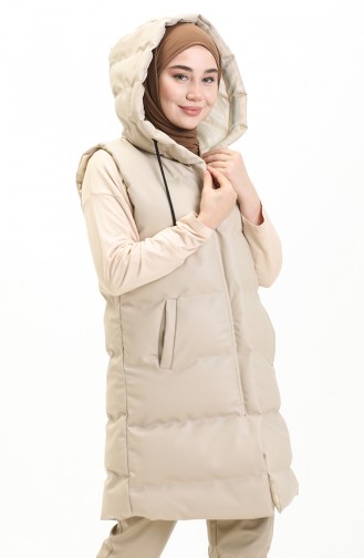 Pufferweste mit Kapuze 8009A-03 Beige 8009A-03