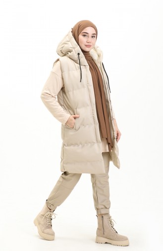 Pufferweste mit Kapuze 8009A-03 Beige 8009A-03
