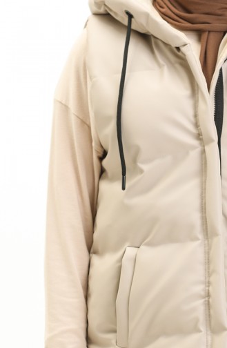 Pufferweste mit Kapuze 8009A-03 Beige 8009A-03