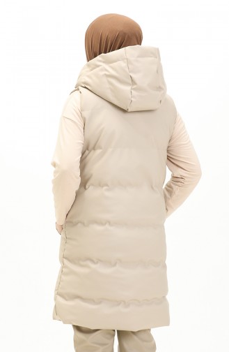 Pufferweste mit Kapuze 8009A-03 Beige 8009A-03