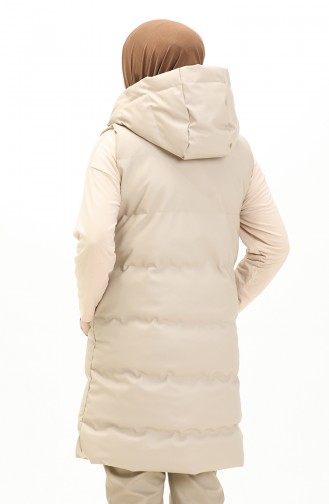 Hooded Puffer Vest 8009a-03 Beige 8009A-03