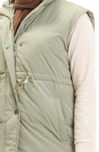 Gilet Matelassé Taille Plissée 8012-02 Khaki 8012-02