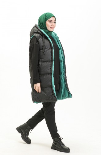 Gilet Matelassé Double Couleurs 9014-04 Noir Vert 9014-04