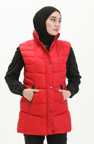 Gilet Matelassé à Glissière 9017-01 Rouge 9017-01