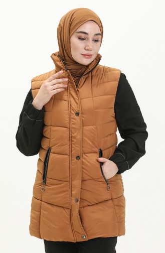 Gilet Matelassé à Fermeture 9017-03 Tabac 9017-03