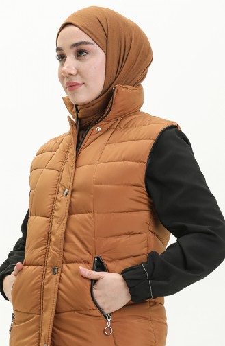 Gilet Matelassé à Fermeture 9017-03 Tabac 9017-03