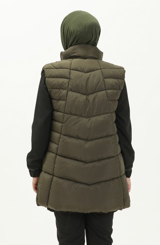 Gilet Matelassé à Fermeture 9017-04 Vert Khaki 9017-04