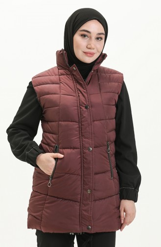 Gilet Matelassé à Fermeture 9017-05 Plum 9017-05