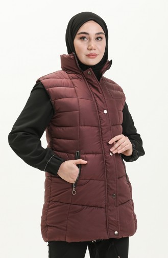 Gilet Matelassé à Fermeture 9017-05 Plum 9017-05