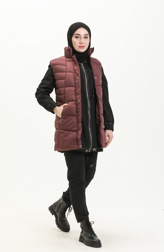 Gilet Matelassé à Fermeture 9017-05 Plum 9017-05