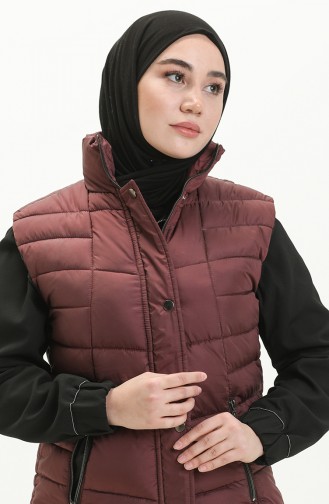 Gilet Matelassé à Fermeture 9017-05 Plum 9017-05