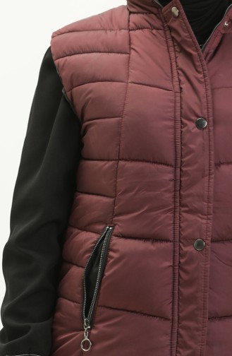 Gilet Matelassé à Fermeture 9017-05 Plum 9017-05