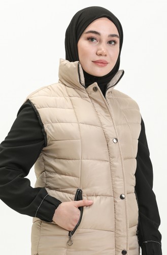 Gilet Matelassé à Fermeture 9017-06 Beige 9017-06