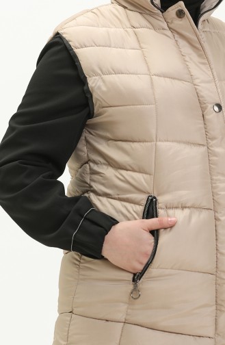 Gilet Matelassé à Fermeture 9017-06 Beige 9017-06