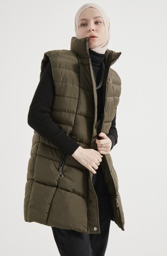 Pufferweste mit Kapuze 9010-02 Khaki 9010-02