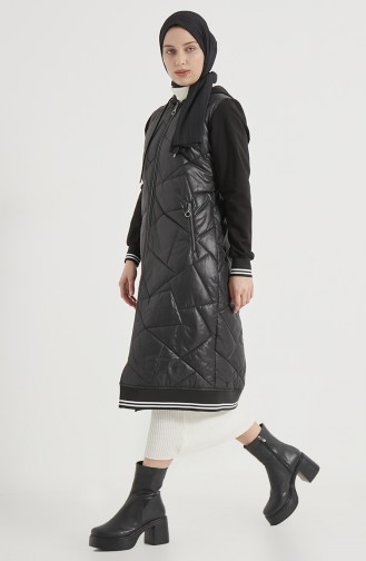 Gesteppter Coat mit Kapuze 0003-02 Schwarz 0003-02