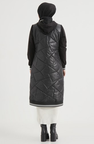 Gesteppter Coat mit Kapuze 0003-02 Schwarz 0003-02