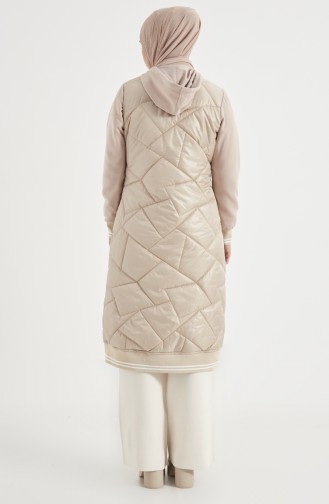 Gesteppter Coat mit Kapuze 0003-03 Beige 0003-03