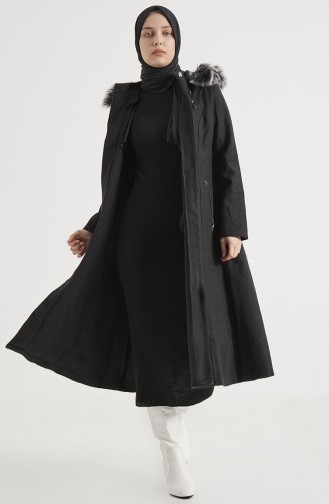 معطف طويل أسود 13852