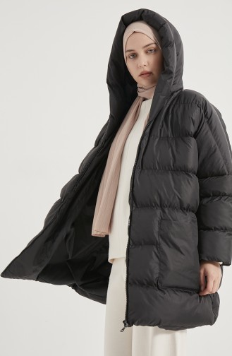 Manteau Matelassé à Capuche 8001-02 Noir 8001-02