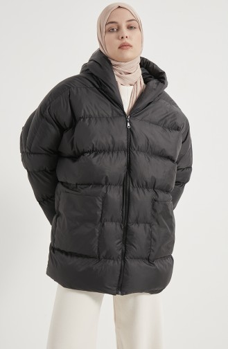 Manteau Matelassé à Capuche 8001-02 Noir 8001-02