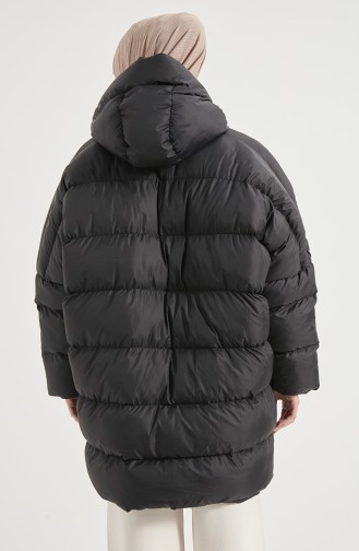 Manteau Matelassé à Capuche 8001-02 Noir 8001-02