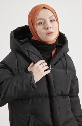 Kapüşonlu Şişme Mont 8007-01 Siyah