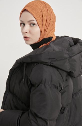 Kapüşonlu Şişme Mont 8007-01 Siyah
