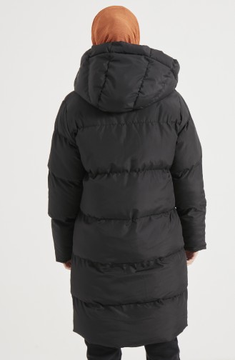 Kapüşonlu Şişme Mont 8007-01 Siyah