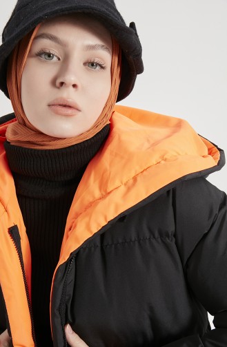 Hooded Puffer Coat 8007-05 Black Orange 8007-05